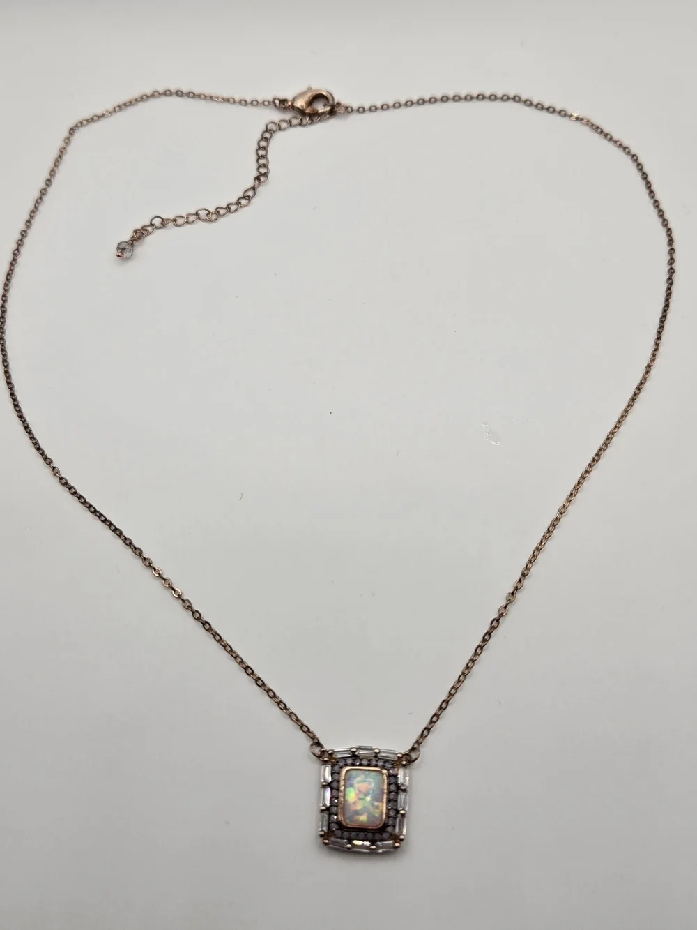 Rose Gold Opal Halo Pendant Necklace - Women's Jewelry - Picture 5 of 7